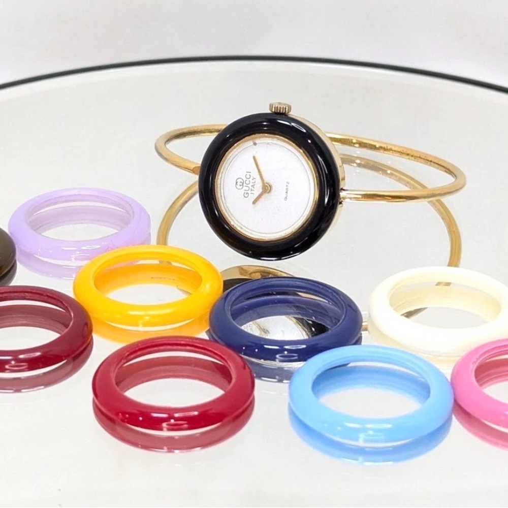 Gucci Gold Watch with Colorful Bezels